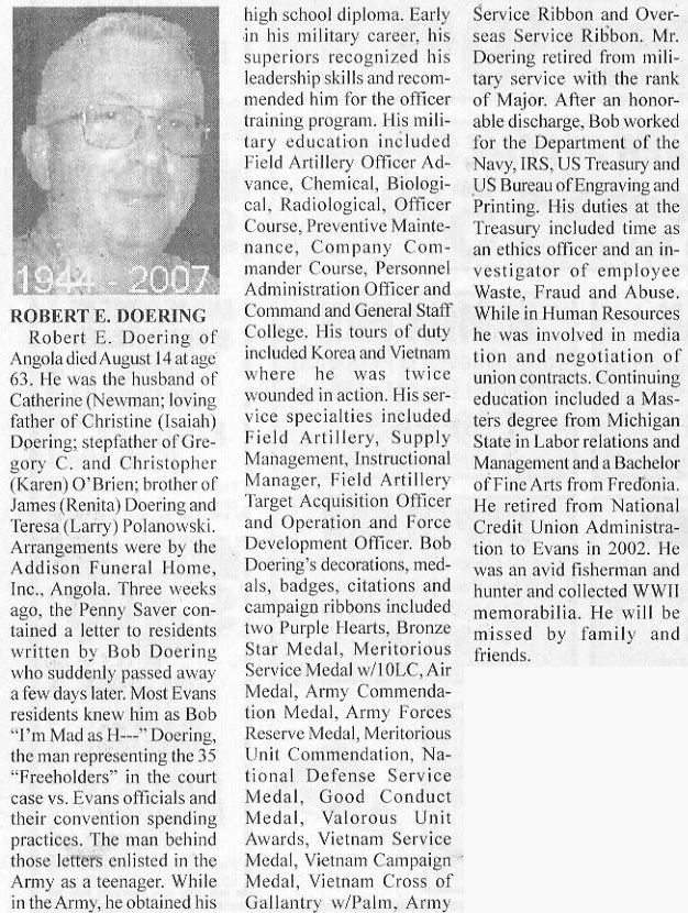 Major Robert Doering (Retired) Obituary
