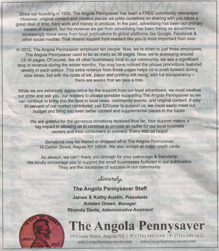 Angola Penny Saver Cover Letter Jan 2024